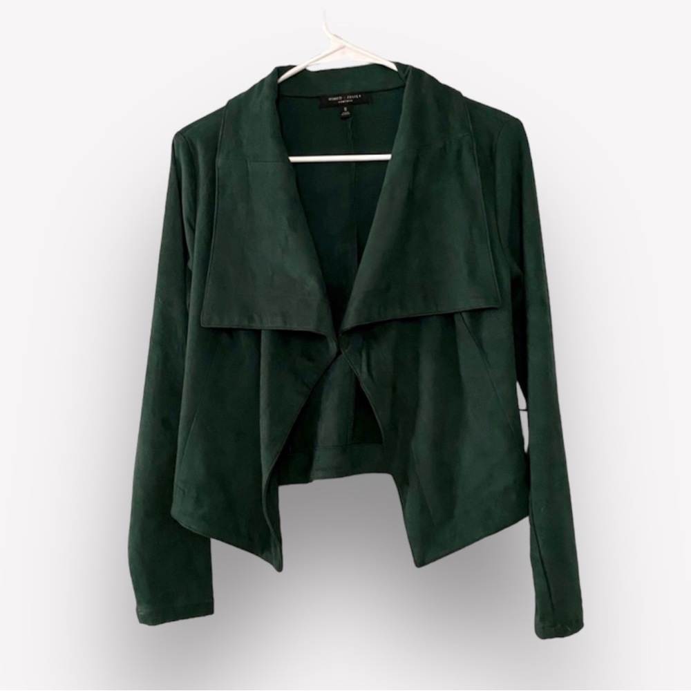Hunter Green Faux Suede Moto Jacket